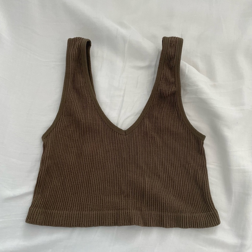 Olive green ribbed crop top